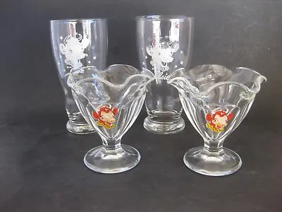 Vintage Borden's Elsie The Cow Sundae Cups And Drinking Glasses ( Lot Of 4 ) • $17.99