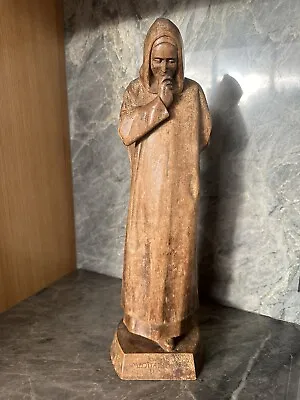 Vintage 1905 Carved Wooden Religious Figure -Monk- 17 Inches Tall-Italian Carver • $265