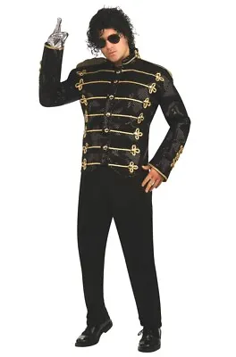 $42.99 • Buy 80's Pop Star Michael Jackson Black Sequin Military Jacket Adult Costume Medium