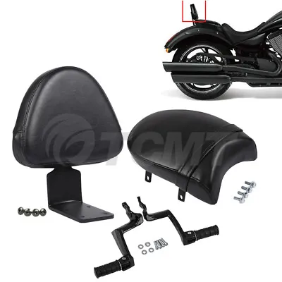 Black Backrest Sissy Bar /Passenger Seat /Foot Pegs Fit For Victory Gunner Judge • $54.99