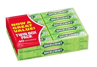 WRIGLEY'S DOUBLEMINT Gum 5 Stick Pack (40 Packs) • $18.75