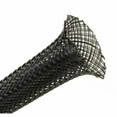 Black Braided Cable Sleeving Expandable Wire Harness Marine Auto Sheathing Lot • £1.49