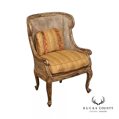 French Style Wooden Double Caned Wing Back Chair • $1095