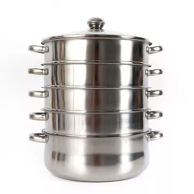 5 Tier Stainless Steel Food Steamer Vegetable Steamer Pot Cookware With Lid  • $45