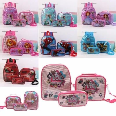 $25.99 • Buy Kid Glitter Unicorn Spiderman Backpack Lunch Bag Pencil Case 3Pcs School Bag Set