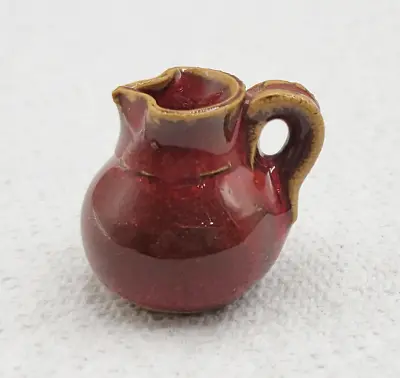 Vintage Miniature Red Clay Pitcher Jug Glazed Unsigned Mini Figurine Figure • $15