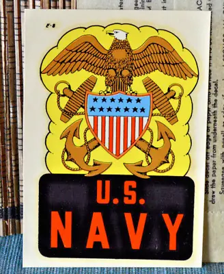 Vintage US NAVY Water DECAL 1950's Eagel Anchors Shield USN US Armed Forces Old • $15.99