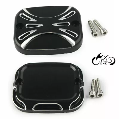 Black Front Brake Master Cylinder Cover Cap For Harley Dyna FLSTN Night Train FL • $11.98