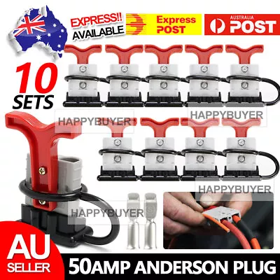 10x Anderson Style Plug Connectors 50 AMP T Handle Dust Cap Cover Solar • $18.95