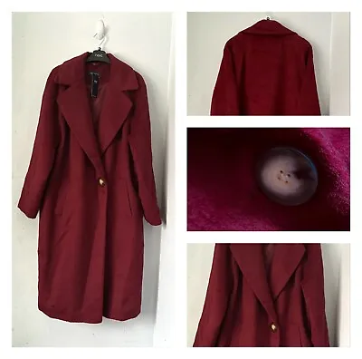 M&S Collection Winter Cocoon  Over Coat Size Claret  Wine Soft Wool Size 14 • £49.99