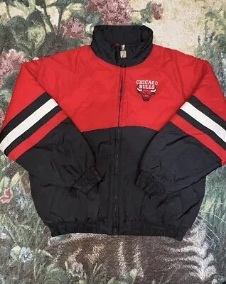 Chicago Bulls Jacket Mens XL Red Puffer Jacket Coat Jordan Fan Gear Vintage 90s • $100