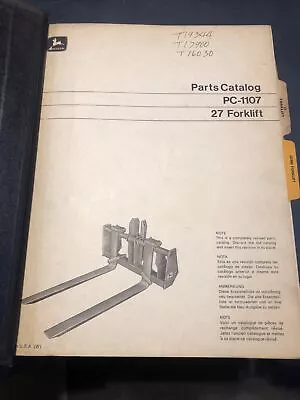 John Deere 27 Forklift Parts Catalog  PC-1107 • $5