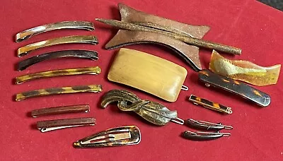 Vintage Hair Accessory Lot Barretts Clips Leather Hair Slip Boho Hippie • $17.60