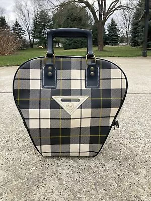 Vintage AMF Bowling Ball Bag Blue White Yellow Plaid Tartan Print • $31.99