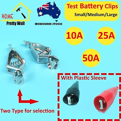 2Pc Test Battery Clip A Pair  Jump Connector Alligator 10 25 50 AMP Sleeve Auto  • $6.95