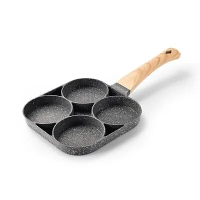 4 Holes Frying Pot Pan Omelet Pan Non-stick Egg Pancake Steak Breakfast Fry Pan • £10.99