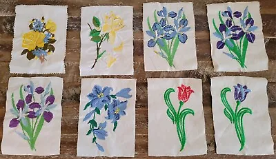Vintage Handmade Embroidery Flower Quilt Block Pieces For Quilting Arts Crafts  • $39.99