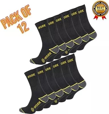 Mens Work Socks Workwear Reinforced Cushion Sole Boot Socks 12 Pairs Size 6-11 • £7.99