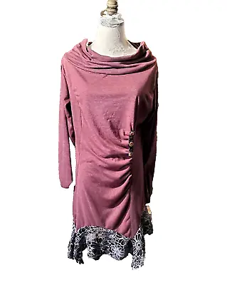 Women's Size XL BURGUNDY PINK DRESS Jersey Knit Victorian Steampunk Cosplay • $9.68