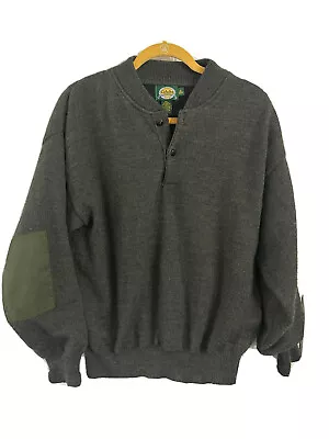 Cabela's Windshear Men’s S Wool Lined Hunting Henley Sweater Elbow Patches Green • $48.88