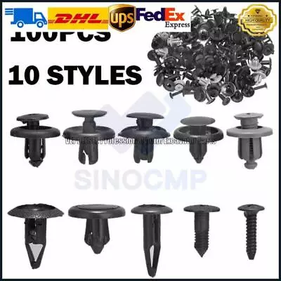 100x Trunk Screw Rivets Set Bumper Fender Fits Auto Plastic Fastener Clips Parts • $4.49