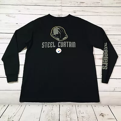 Mens Pittsburgh Steelers XL Long Sleeve Black Shirt Majestic Steel Curtain • $15