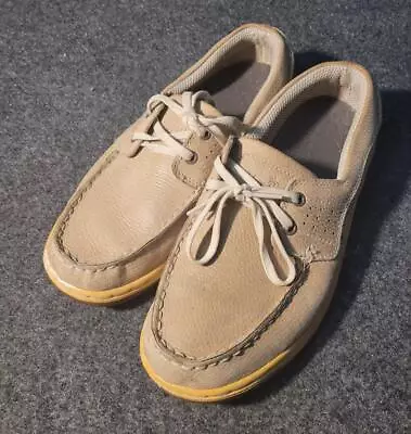 Margaritaville Mens Size 9.5 Tan Leather Boat Shoes Moccasin MG52640 Casual CA8 • $14.99