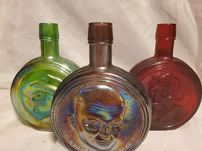 Lot Of 3 -- Wheaton Commemorative Iridescent Decanter Bottle Carnival Glass • $19.92