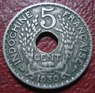 1930 French Indochina 5 Cents In Fine Condition • $4.99