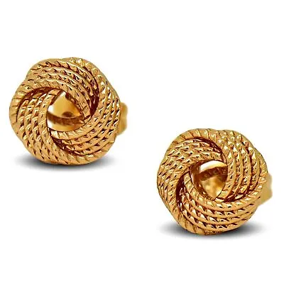 18ct Gold Filled Womens Love Knot Stud Earrings 18K GF • £14