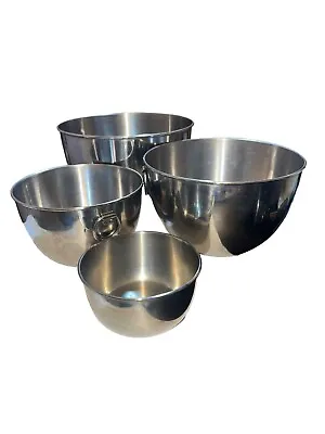 VTG 4 Piece REVERE WARE Stainless Steel  Mixing Nesting Bowls With D Rings Loop • $35
