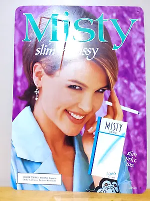 Misty Light Cigarettes 1995 Display Tin Sign 18 ¼ × 13  Rare Error Print • $59.99