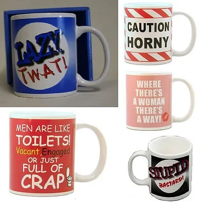 Funny Mug Gifts - Lazy Twat & Stupid Bastard & Caution Horny & Girl Power Mugs • £4.50
