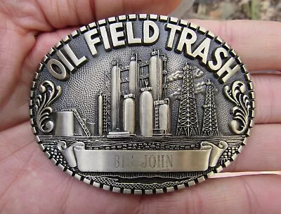 Vtg OILFIELD TRASH Belt Buckle OIL Refinery Drilling Offshore ADM Brass RARE VG+ • $34.99