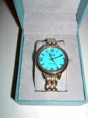 Ecclissi Sleeping Beauty Turquoise Gold Tone 7  Sterling Silver Case New Battery • $69.99
