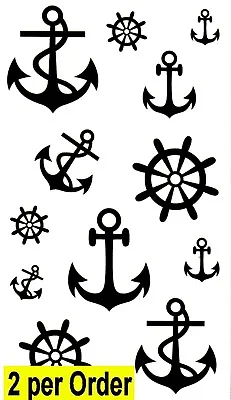 Anchor 2 Waterproof Temporary Tattoos Transfer Rudder Celebrity Pirate Sailor • £4.99