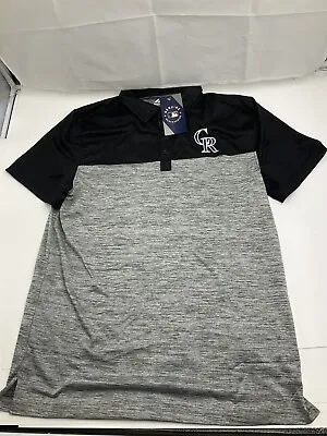Colorado Rockies Large MLB Baseball Logo Majestic Brand Golf Polo Shirt Mens NWT • $17.99