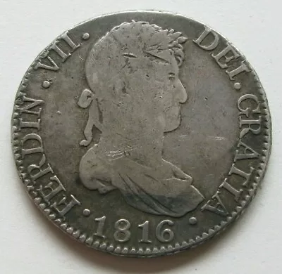 ZALDI2010 - Fernando VII 8 Reales 1816 Seville .2690 Grm /39 MM. Silver • £162.12