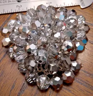 VINTAGE ESTATE Sparkling Silver Tone Crystal Beaded Brooch Pin 2 1/2  (B) • $10.50