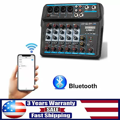 6 Channel Mixer Studio Audio Live Sound Mixing Console Amplifier Bluetooth USB • $53.20