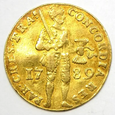 1789 Netherlands Utrecht Gold Ducat Coin (1D) - Good VF / XF (EF) - Rare! • $565.25
