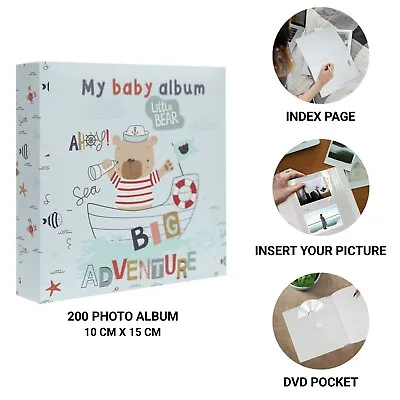 Little Bear Baby Photo Album Hold 200 Slip In 4 X6  Photos Memo Writing • £6.99