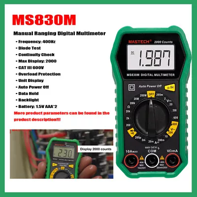 MASTECH MS830M MS830N MS830T Profession Digital Multimeter Max Display:2000 • $21.59