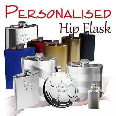 £8.49 • Buy Personalised Hip Flask * Matt/polished* 1 - 8 Oz  *wedding* Groom Usher Best Man