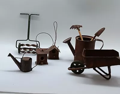Miniature Fairy Garden Dollhouse Garden Tools Pitchfork Shovel Wheelbarrow • $26.99