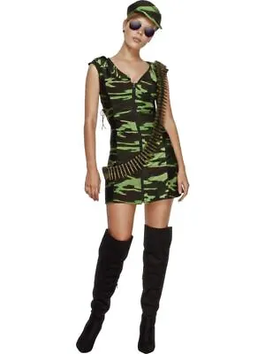 Fever Combat Girl Costume - Camouflage Green - With Dress & Cap - 29787M • £18.07