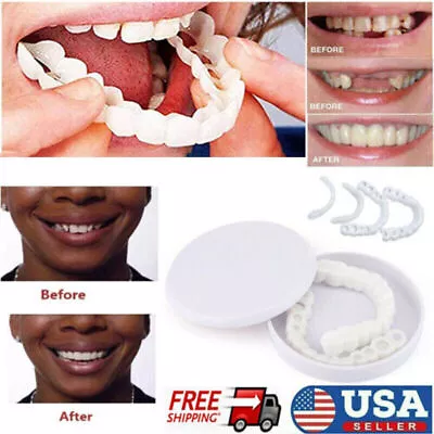 Snap On Upper Lower False Teeth Dental Veneers Dentures Fake Tooth Cover Set US • $3.87