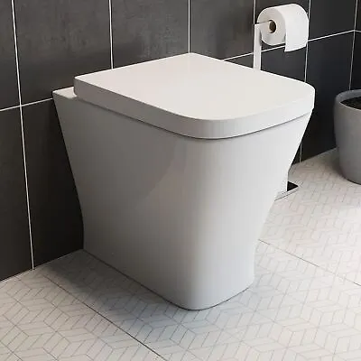£109.97 • Buy Back To Wall Toilet Pan Soft Close Toilet Seat White Ceramic Modern Space Saving