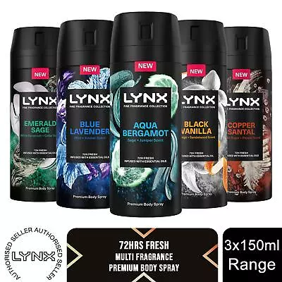 Lynx Fine Fragrance Collection 72H Fresh Premium Deodorant Body Spray 150ml 3pk • £19.99