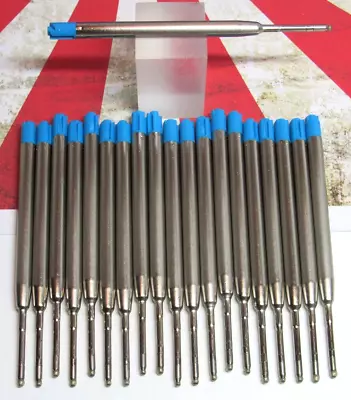 20 BLUE Metal Ballpoint Pen Ink Refills Medium Point Parker Style-USA Seller • $8.50